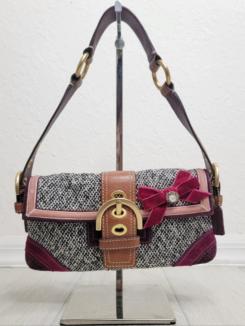 COACH Vintage Y2K Soho Demi Flap Tweed Shoulder Bag.